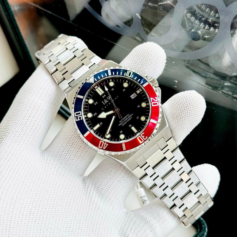 I&W Carnival 726G 41mm Pepsi-duoc-ban-tai-NGUYÊN độ đồng hồ (seikomod)