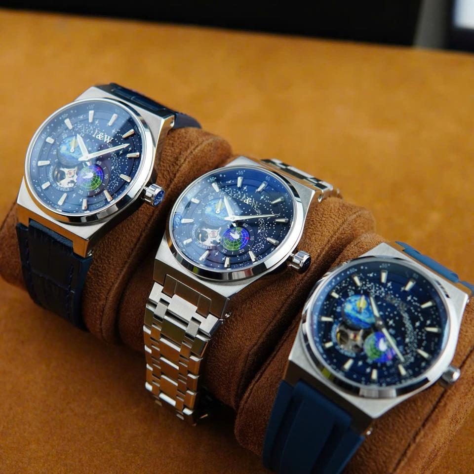 I&W Carnival Earth Blue Dial IW708G 41mm đủ loại dây-duoc-ban-tai-NGUYÊN độ đồng hồ (seikomod)