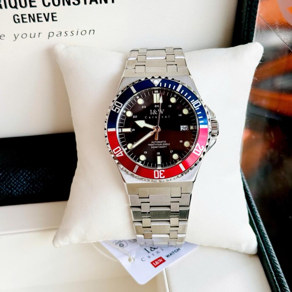 I&W Carnival 726G 41mm Pepsi-duoc-ban-tai-NGUYÊN độ đồng hồ (seikomod)