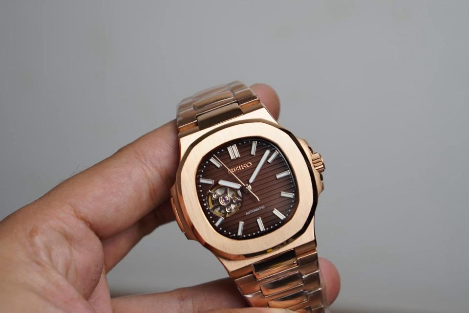 Seikomod nautilus 39,5mm socola-duoc-ban-tai-NGUYÊN độ đồng hồ (seikomod)