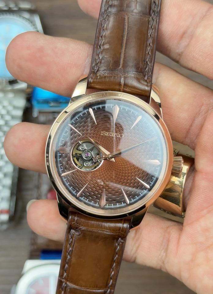 Seikomod Presage 40mm nâu open heart-duoc-ban-tai-NGUYÊN độ đồng hồ (seikomod)