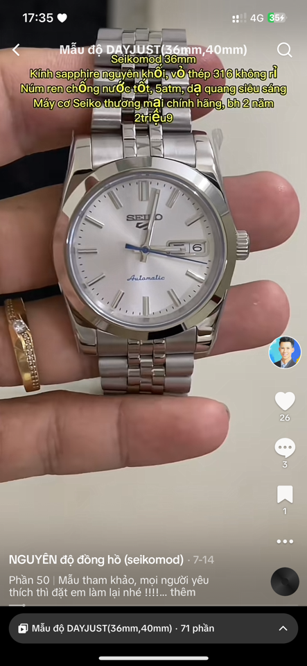 Seiko5 Dayjust-duoc-ban-tai-NGUYÊN độ đồng hồ (seikomod)