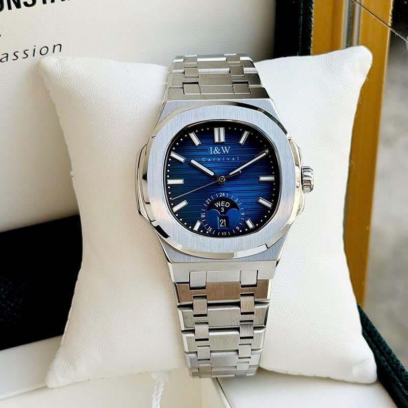 I&W Carnival IW735G xanh navy viền trơn-duoc-ban-tai-NGUYÊN độ đồng hồ (seikomod)