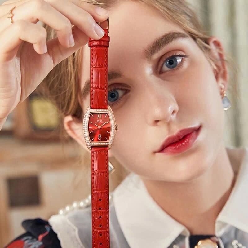 IW CANIVAL - IW537L nữ đỏ-duoc-ban-tai-NGUYÊN độ đồng hồ (seikomod)