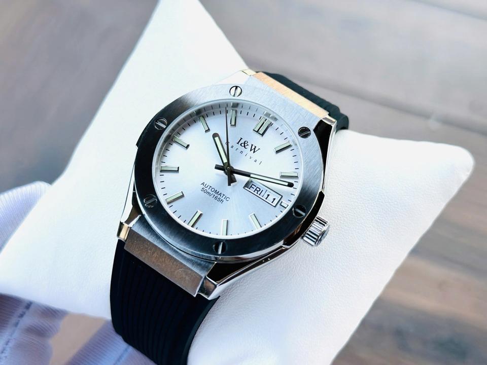 TIỂU HUBLOT I&W  CARNIVAL   IW55851   41mm viền trơn mặt trắng-duoc-ban-tai-NGUYÊN độ đồng hồ (seikomod)
