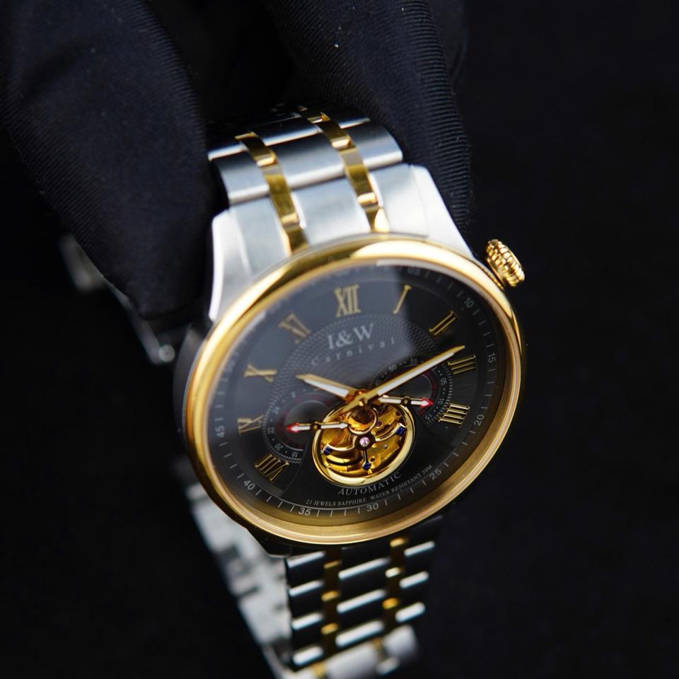 I&W CARNIVAL IW613G 41mm mặt đen-duoc-ban-tai-NGUYÊN độ đồng hồ (seikomod)