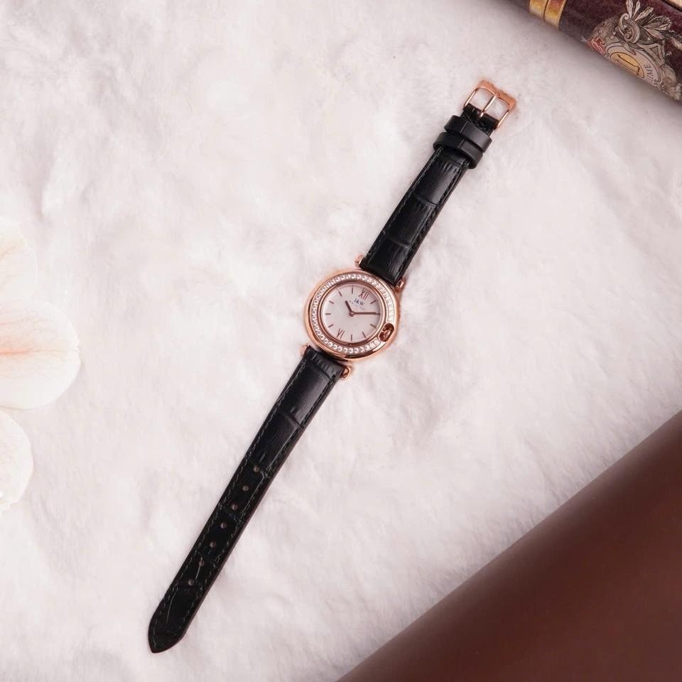 I&W Carnival IW3011L nữ 27mm mặt trắng dây đen-duoc-ban-tai-NGUYÊN độ đồng hồ