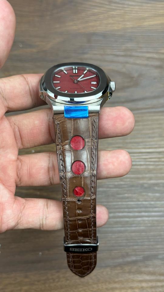 Seikomod Nautilus 39,5mm mặt đỏ-duoc-ban-tai-NGUYÊN độ đồng hồ (seikomod)