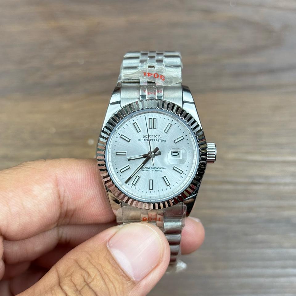 Seikomod DateJust nữ 31mm mặt trắng-duoc-ban-tai-NGUYÊN độ đồng hồ (seikomod)