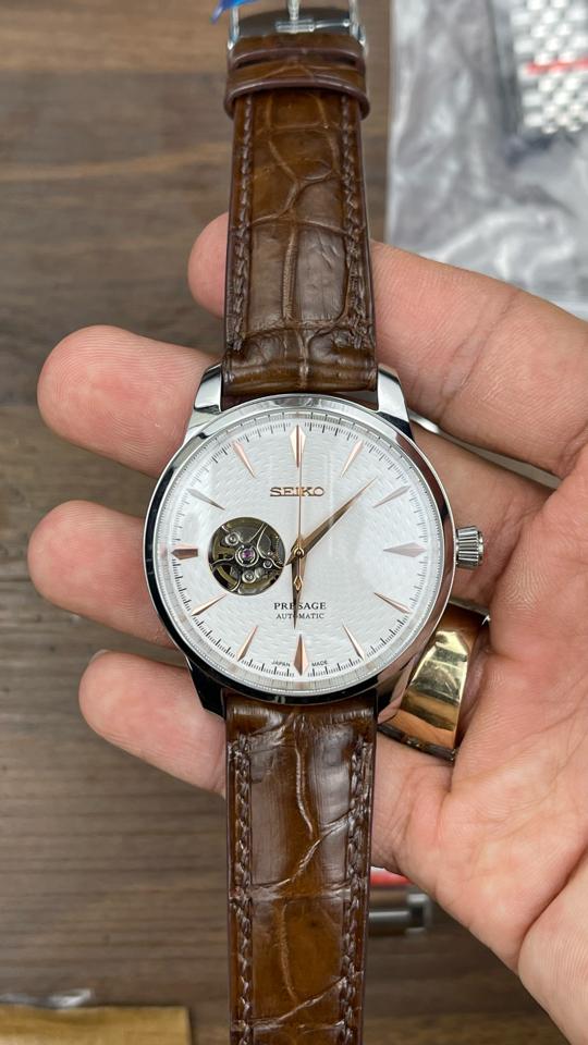 Seikomod Presage 40mm demi vàng hồng lộ tim-duoc-ban-tai-NGUYÊN độ đồng hồ (seikomod)