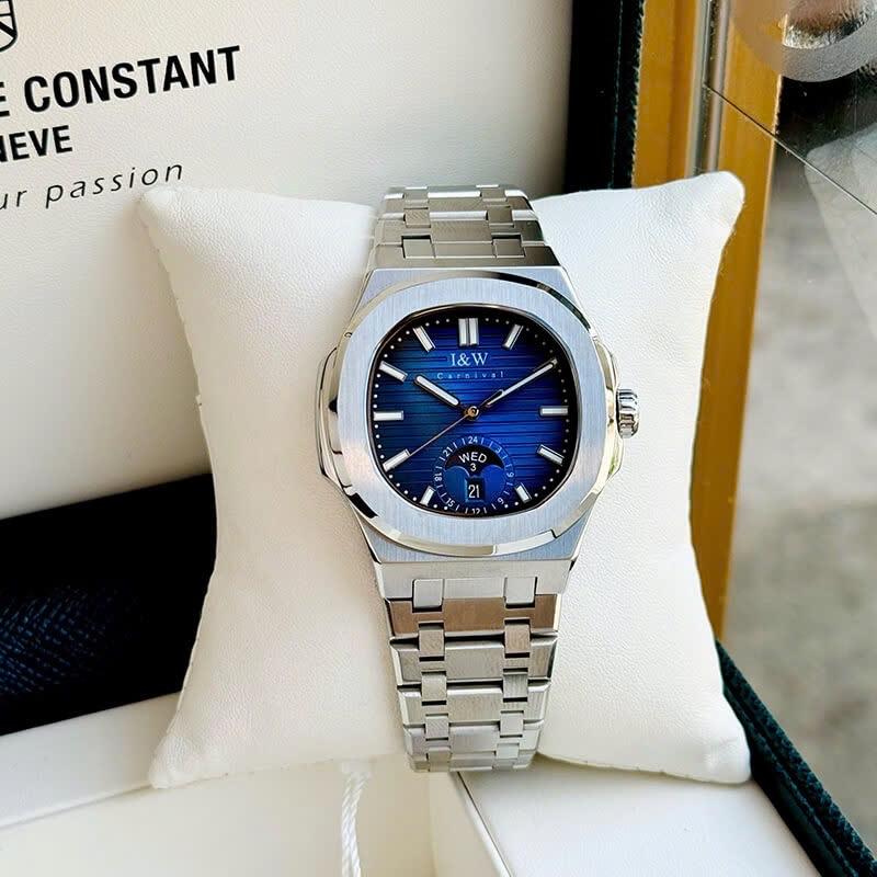 I&W Carnival IW735G xanh navy viền trơn-duoc-ban-tai-NGUYÊN độ đồng hồ (seikomod)