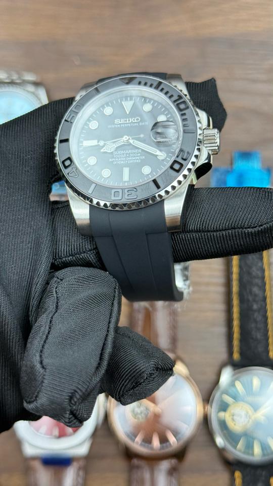Seikomod Submariner 41mm đen niềng nhám-duoc-ban-tai-NGUYÊN độ đồng hồ (seikomod)