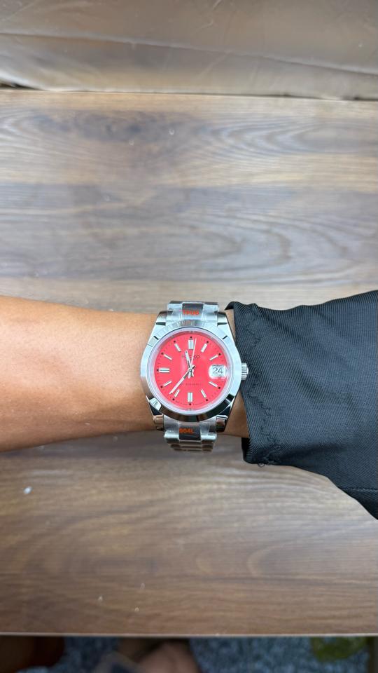 Seikomod Datejust mặt đỏ-duoc-ban-tai-NGUYÊN độ đồng hồ (seikomod)