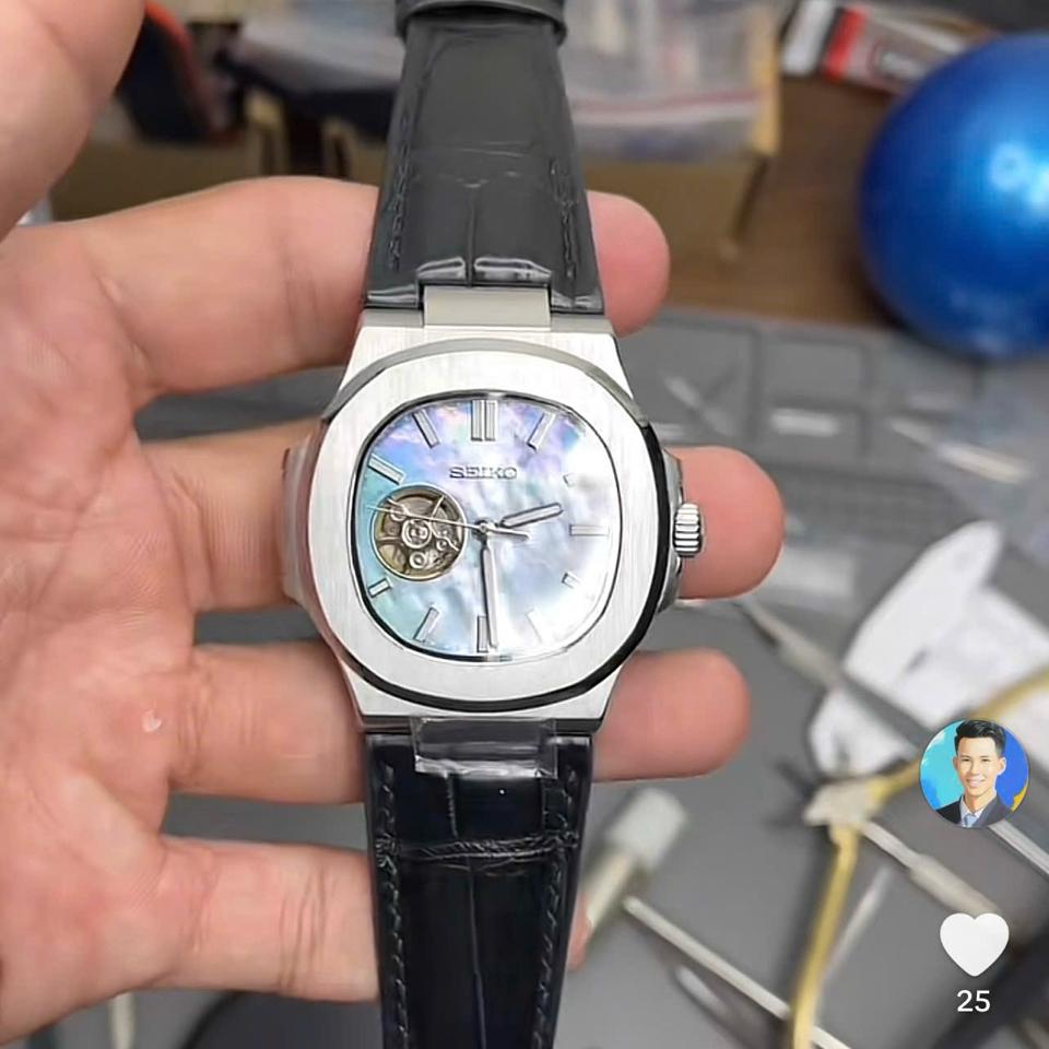 Seikomod Nautilus 39,5mm (xà cừ tối, da cá sấu)-duoc-ban-tai-NGUYÊN độ đồng hồ (seikomod)