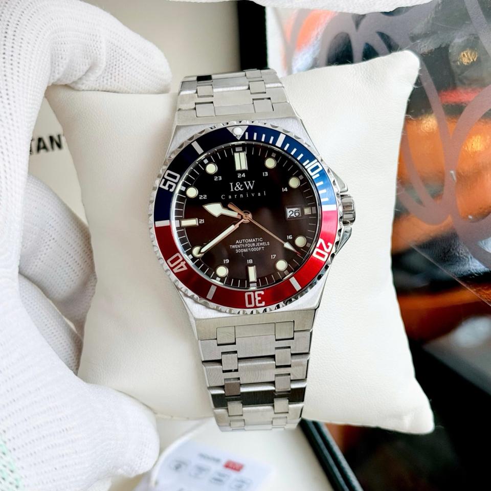 I&W Carnival 726G 41mm Pepsi-duoc-ban-tai-NGUYÊN độ đồng hồ (seikomod)