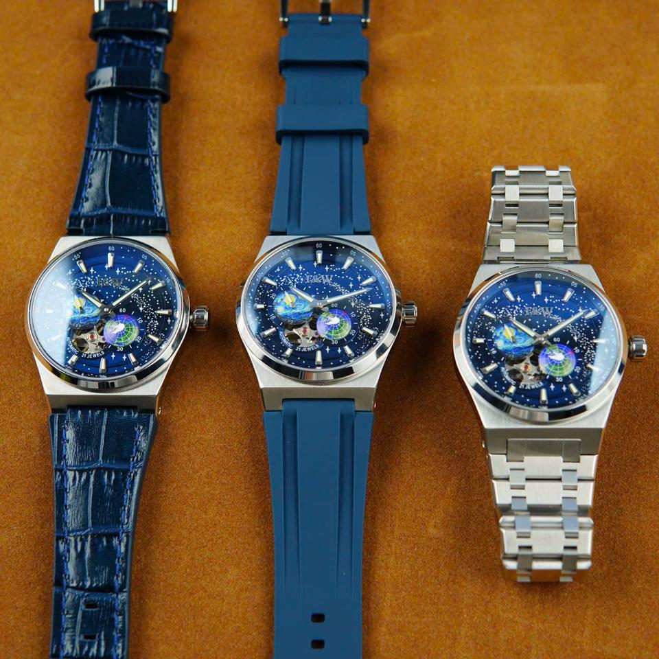 I&W Carnival Earth Blue Dial IW708G 41mm đủ loại dây-duoc-ban-tai-NGUYÊN độ đồng hồ (seikomod)