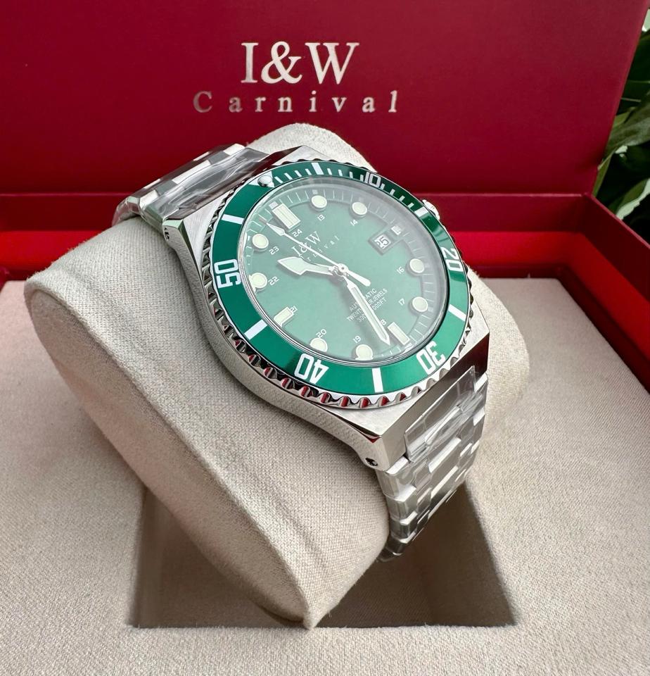 I&W Carnival 726G 41mm xanh lá-duoc-ban-tai-NGUYÊN độ đồng hồ (seikomod)