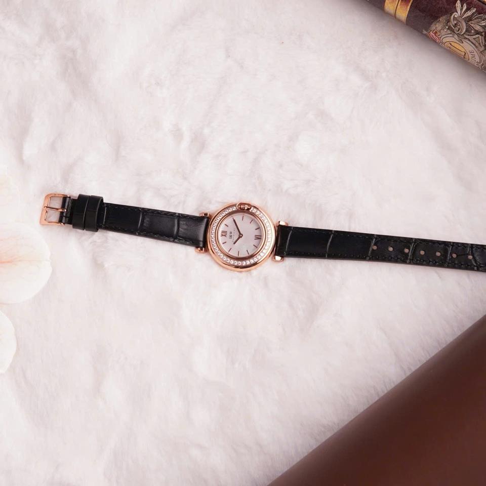 I&W Carnival IW3011L nữ 27mm mặt trắng dây đen-duoc-ban-tai-NGUYÊN độ đồng hồ