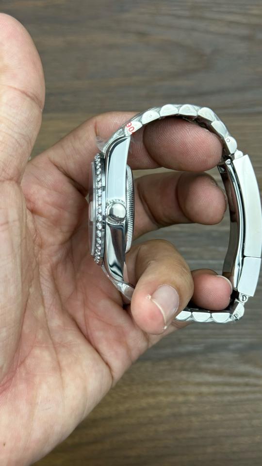 Seikomod DateJust xà cừ trắng niềng đá-duoc-ban-tai-NGUYÊN độ đồng hồ (seikomod)