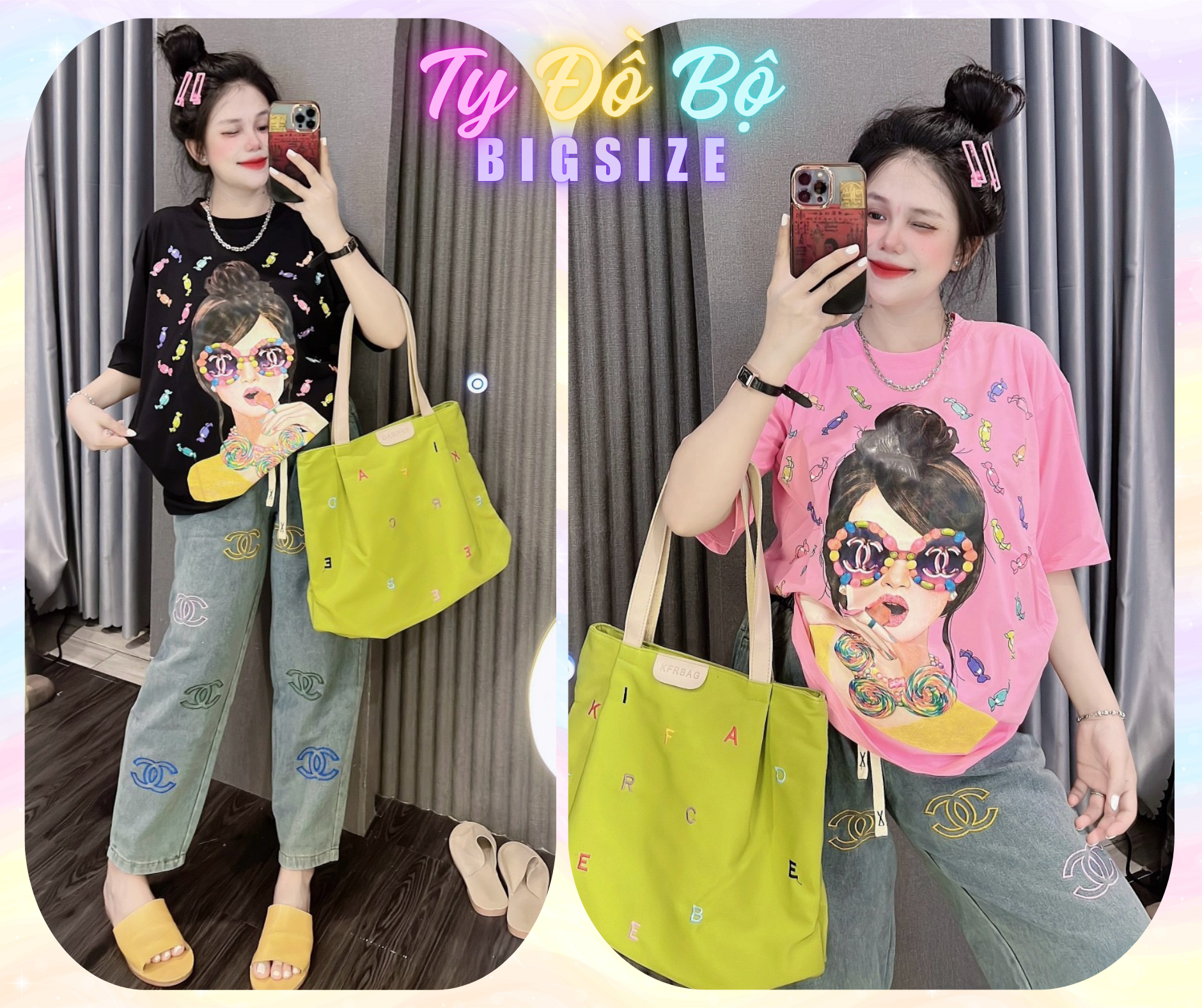 Set jeans dài cô gái kẹo chanel-duoc-ban-tai-Ty Đồ Bộ Bigsize