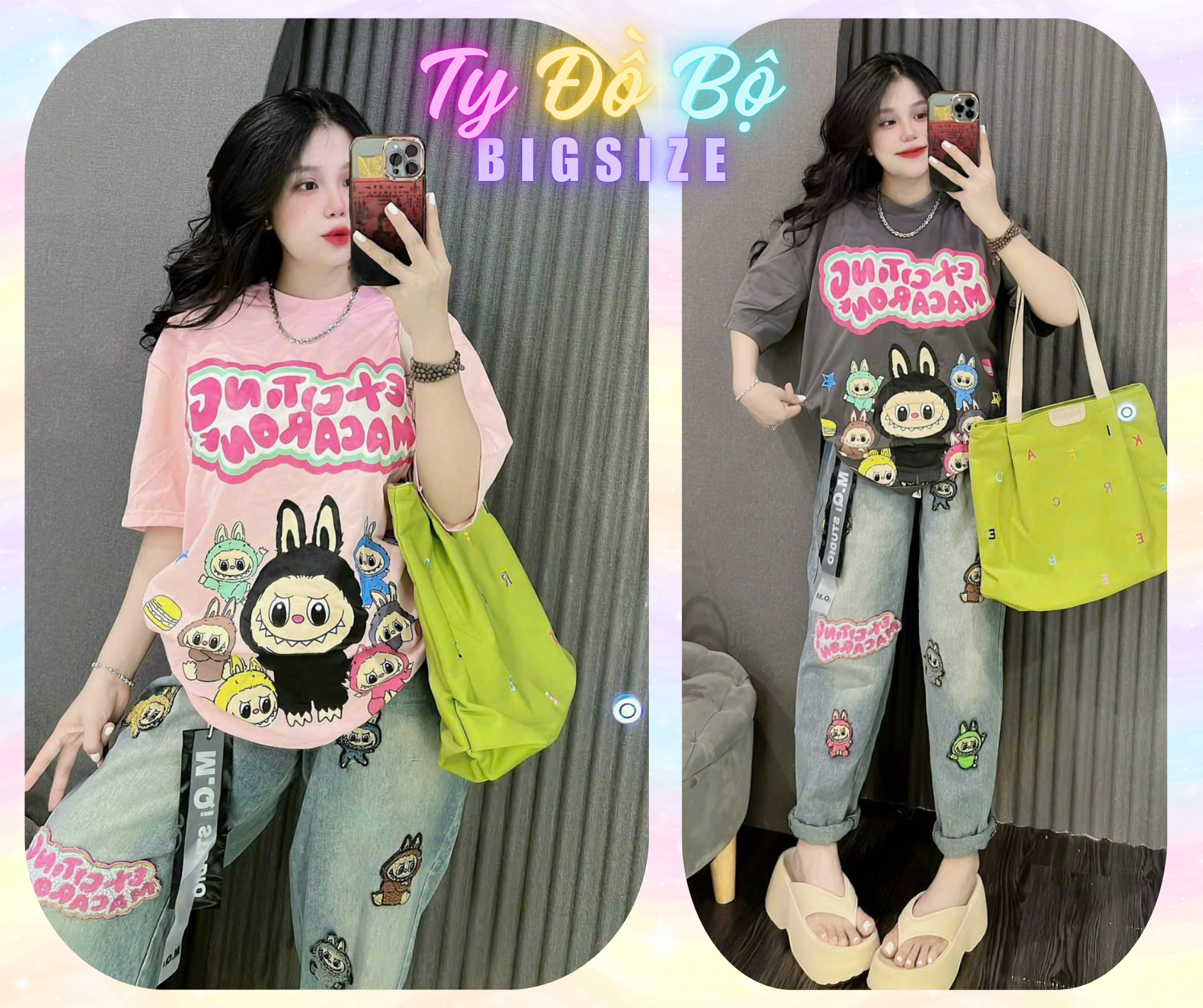 Set jeans dài labubu macaron-duoc-ban-tai-Ty Đồ Bộ Bigsize