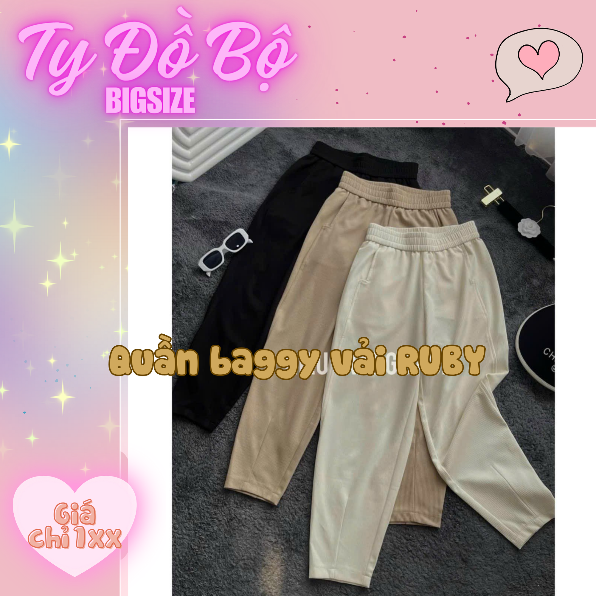 Quần lẻ baggy thun co giãn tốt-duoc-ban-tai-Ty Đồ Bộ Bigsize