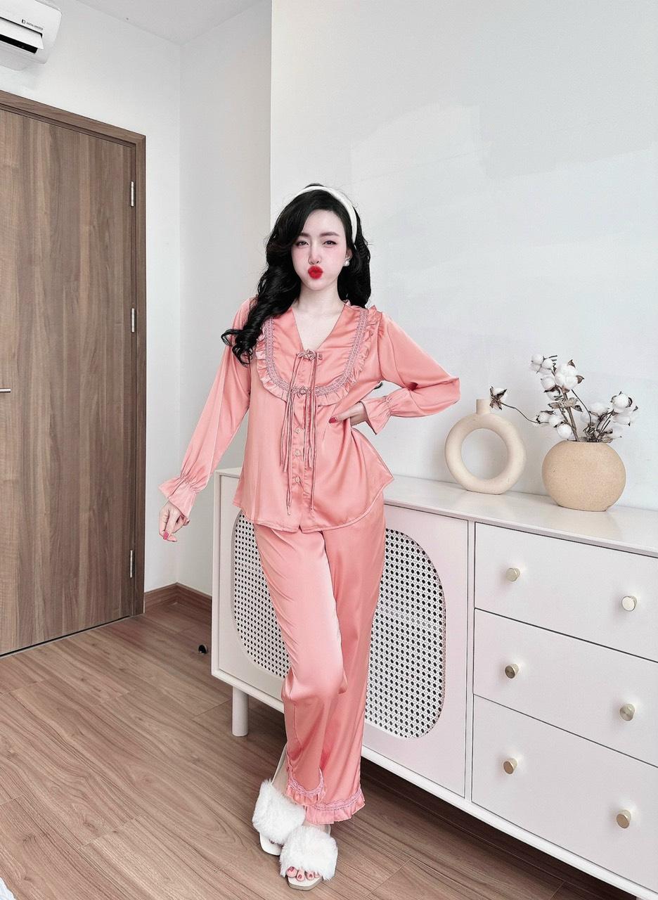 Pijama lụa latin tiểu thư trơn-duoc-ban-tai-Ty Đồ Bộ Bigsize