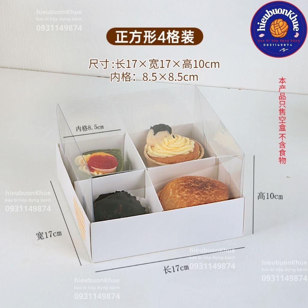 Hộp giấy nắp mica 4 ngăn size 17x17x10cm (T400 S50)-duoc-ban-tai-Hiệu Buôn Khuê