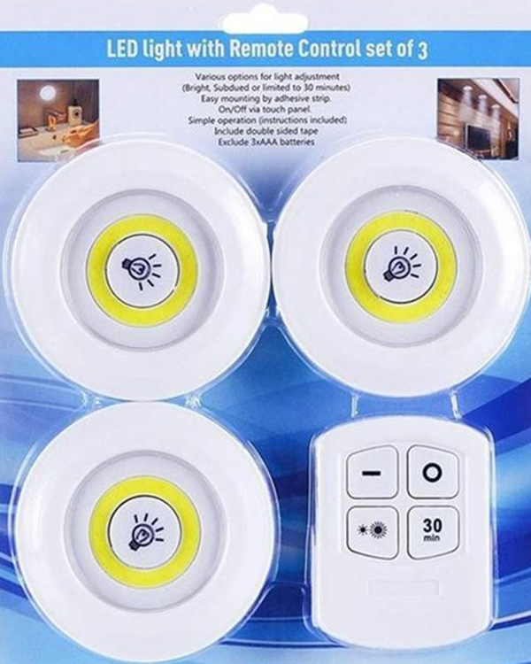 Combo 3 đèn led dán tường điều khiển từ xa/hẹn giờ tắt-duoc-ban-tai-BT Mart - Siêu thị dành cho Người bận rộn