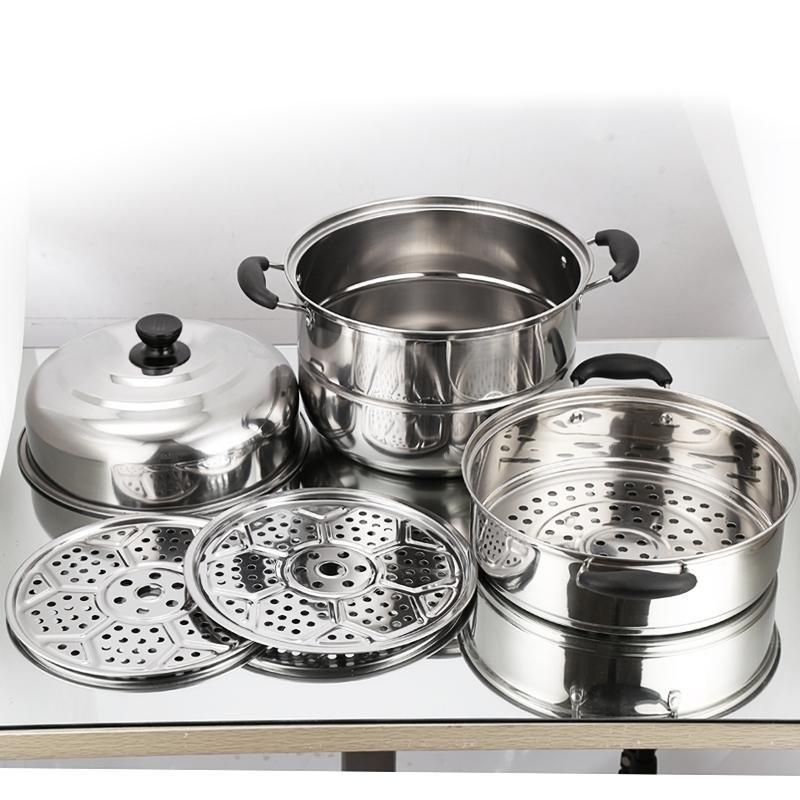 Nổi hấp 3 tầng 28cm inox (1 đáy)-duoc-ban-tai-Gia dụng BT Mart