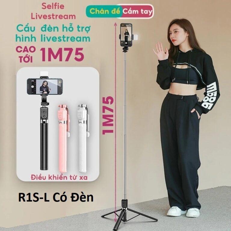 Gậy chụp hình 3 chân R1S-L có đèn, dài 175cm, Remote từ xa 10m-duoc-ban-tai-Gia dụng BT Mart