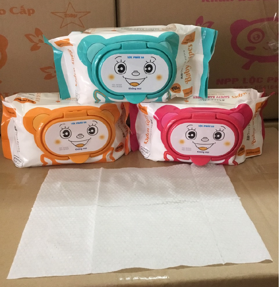 Khăn giấy ướt không mùi Lộc Phát Baby Wipes 250gr-duoc-ban-tai-BT Mart - Siêu thị dành cho Người bận rộn
