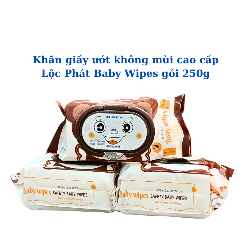 Khăn giấy ướt không mùi Lộc Phát Baby Wipes 250gr-duoc-ban-tai-BT Mart - Siêu thị dành cho Người bận rộn