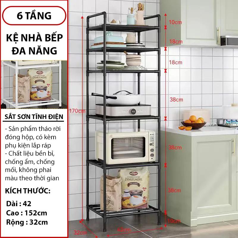 Kệ để đồ đa năng 6 tầng nhà bếp khung thép cacbon sơn tĩnh điện-duoc-ban-tai-BT Mart - Siêu thị dành cho Người bận rộn
