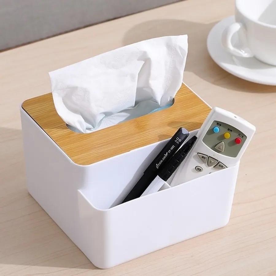 Hộp đựng khăn giấy nắp rời gỗ tre, có khe đựng bút và remote-duoc-ban-tai-BT Mart - Siêu thị dành cho Người bận rộn