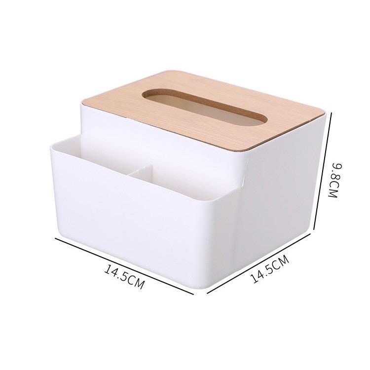 Hộp đựng khăn giấy nắp rời gỗ tre, có khe đựng bút và remote-duoc-ban-tai-BT Mart - Siêu thị dành cho Người bận rộn