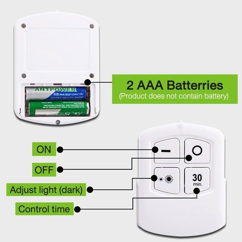 Combo 3 đèn led dán tường điều khiển từ xa/hẹn giờ tắt-duoc-ban-tai-BT Mart - Siêu thị dành cho Người bận rộn