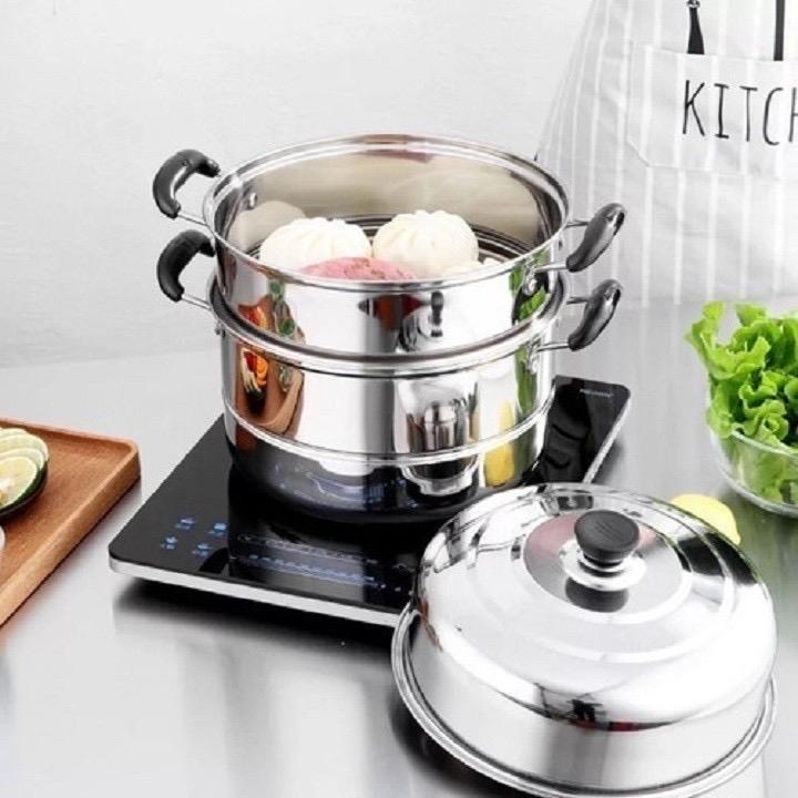 Nổi hấp 3 tầng 28cm inox (1 đáy)-duoc-ban-tai-Gia dụng BT Mart