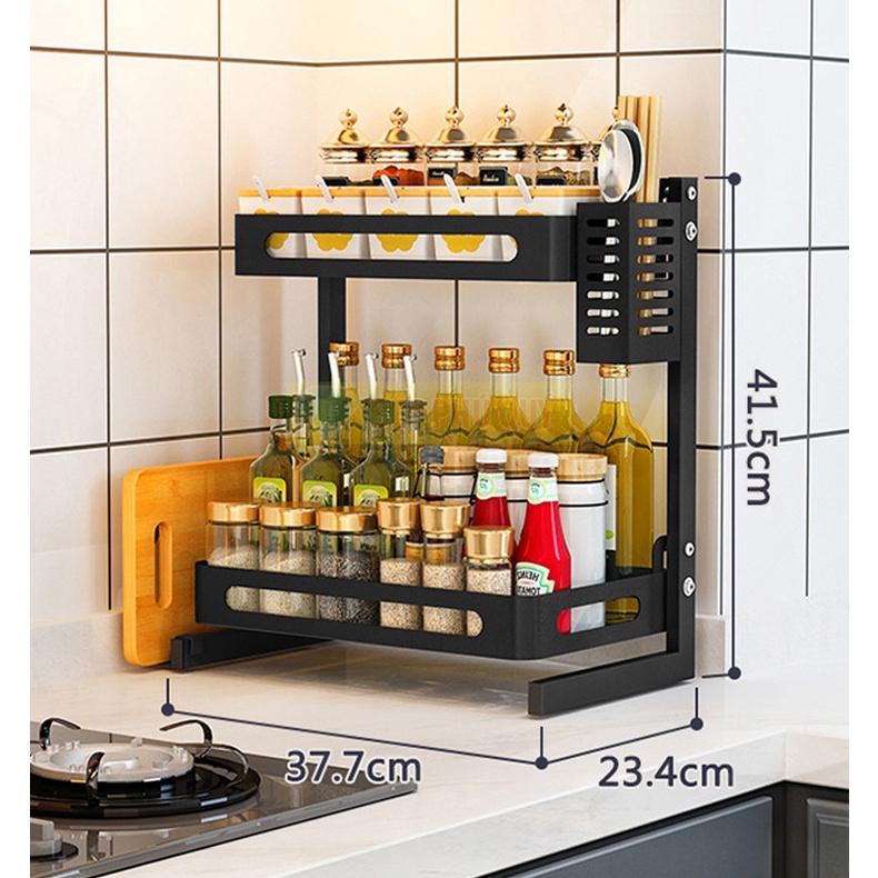 Kệ gia vị 2 tầng K-Shelf inox, Sơn tĩnh điện (để được các chai gia vị cao)-duoc-ban-tai-BT Mart - Siêu thị dành cho Người bận rộn