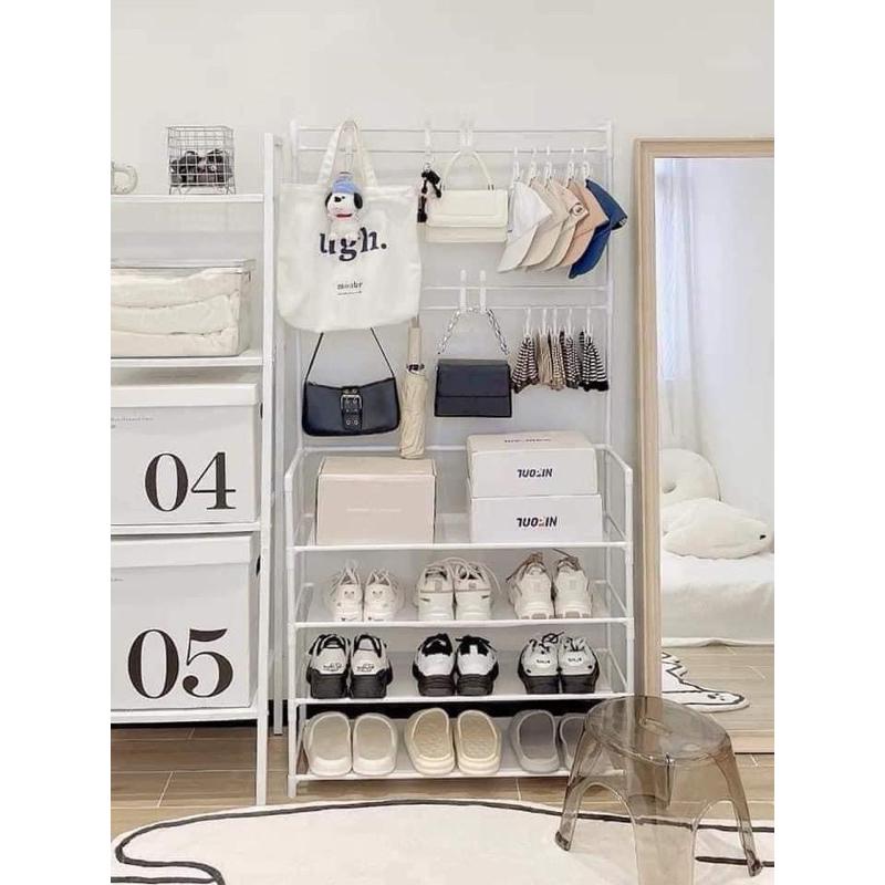 Kệ 4 tầng chữ L để giày dép và treo móc đồ-duoc-ban-tai-Gia dụng BT Mart