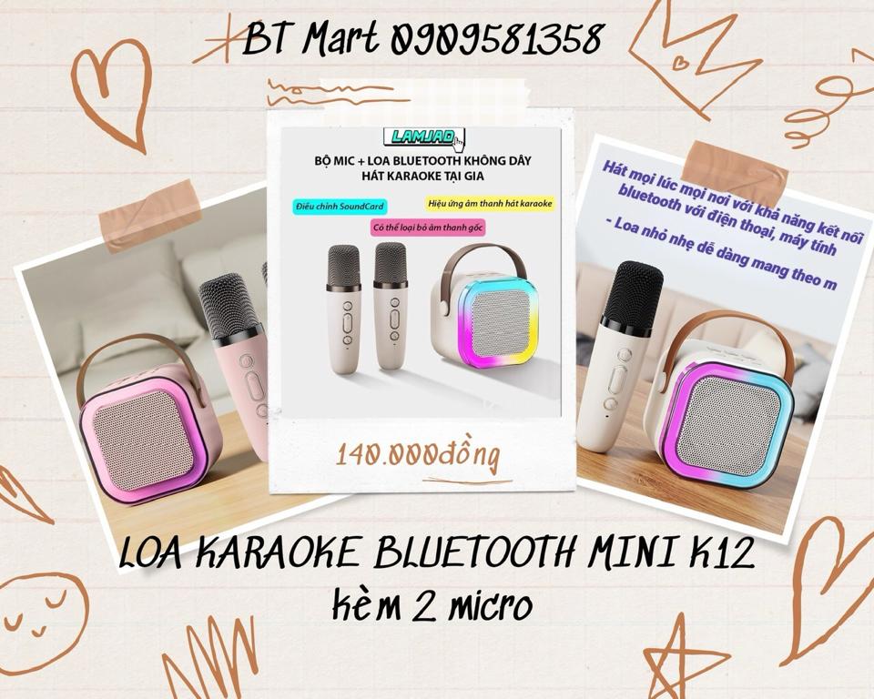 Loa karaoke Bluetooth mini K12 kèm 2 micro-duoc-ban-tai-BT Mart - Siêu thị dành cho Người bận rộn