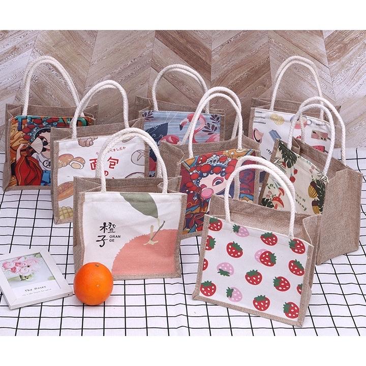 Túi cói đi biển mini có khóa kéo hoạ tiết nhiều hình-duoc-ban-tai-BT Mart - Siêu thị dành cho Người bận rộn