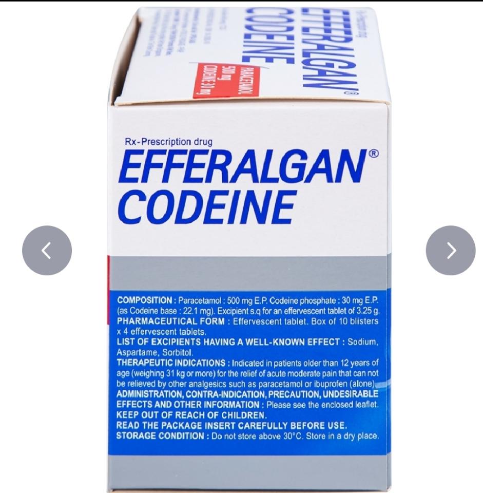 Thuốc Efferalgan Codeine Bristol Myers Squibb giúp giảm đau cấp tính (10 vỉ x 4 viên)-duoc-ban-tai-KimAnhpharmacy.buynow