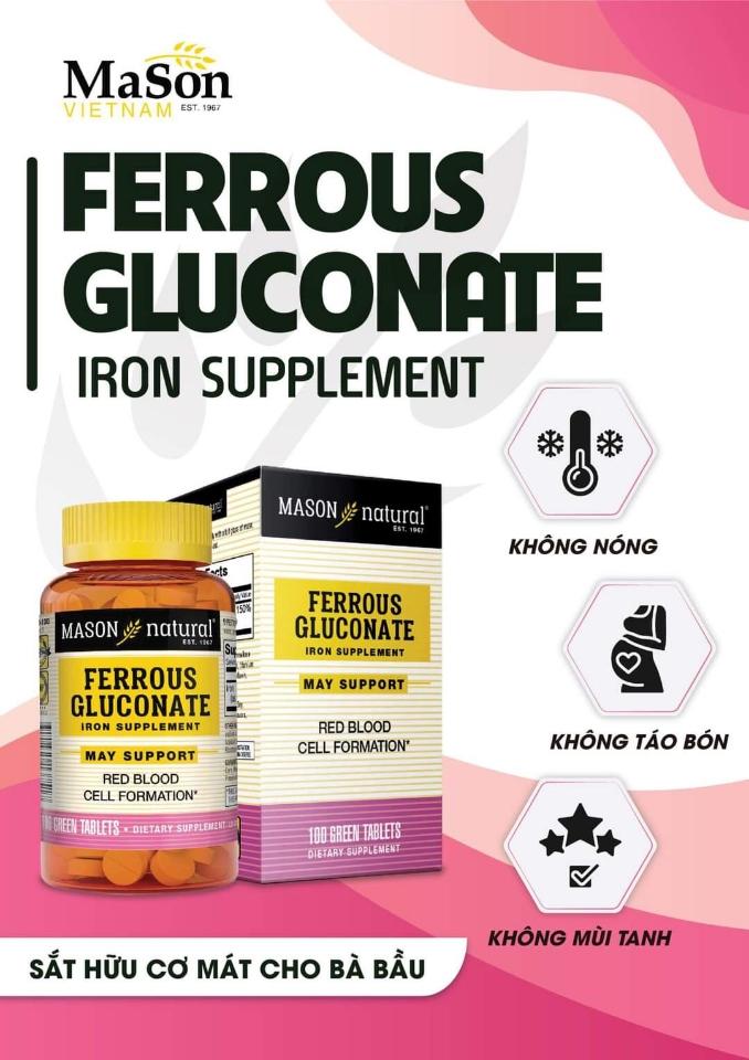MASON NATURAL FERROUS GLUCONATE – SẮT HỮU CƠ MÁT CHO BÀ BẦU-duoc-ban-tai-KimAnhpharmacy.buynow