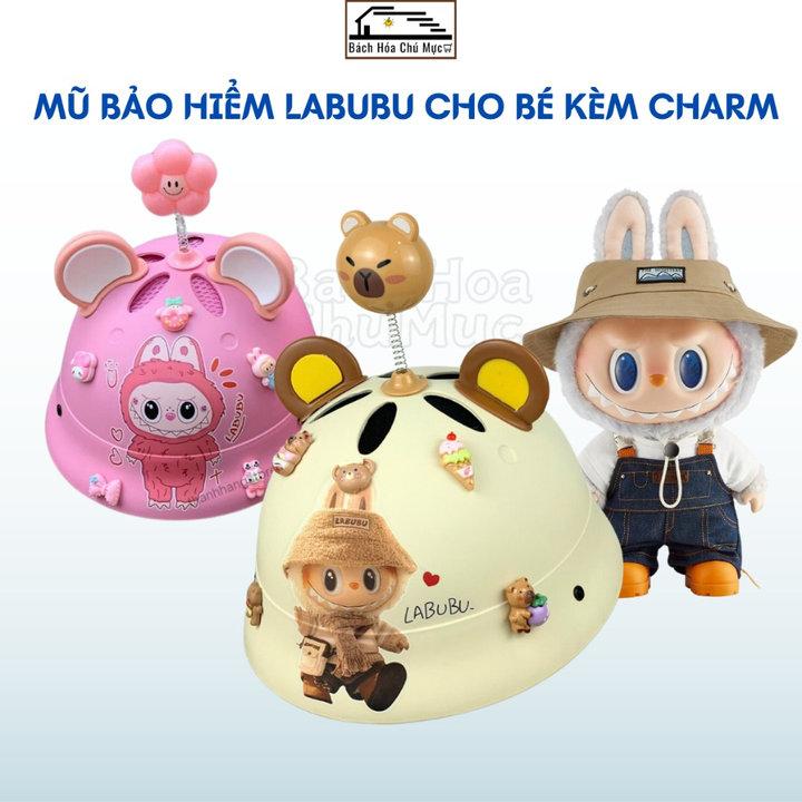 MŨ BẢO HIỂM LABUBU CHO BÉ TẶNG KÈM CHARM DỄ THƯƠNG, NÓN BẢO HIỂM VÀNH TRÒN GẮN TAI THỎ CTB803-duoc-ban-tai-Kidzworld Asia