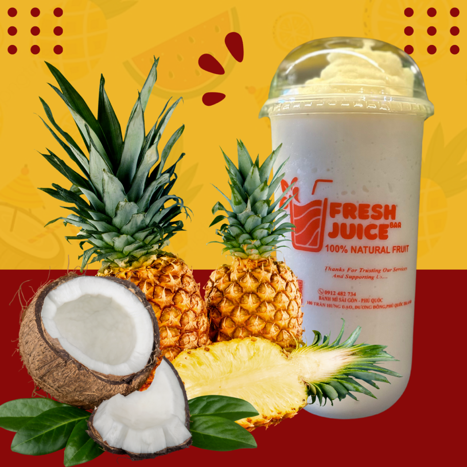 Pineapple Coconut Smoothies-duoc-ban-tai-Bánh Mì Sài Gòn Phú Quốc