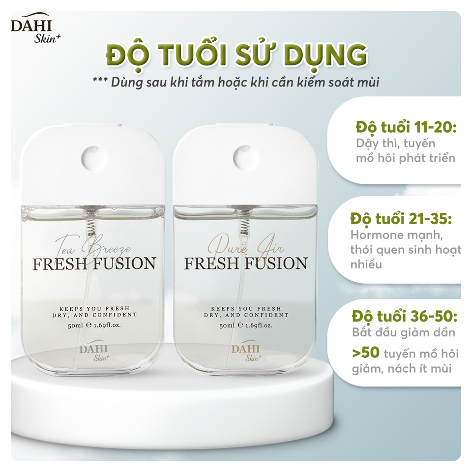( 2 TEA BREEZE 10ML ) Combo Xịt Khử Mùi Phèn Chua FRESH FUSION | Khô Thoáng ; Dịu Nhẹ ; Hương Trà  ; Dưỡng Sáng Da Vùng Nách-duoc-ban-tai-DAHI SKIN VIỆT NAM