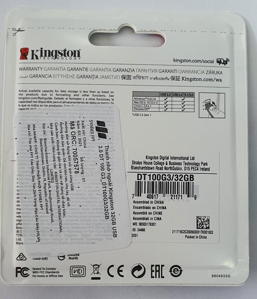 USB KINGSTON 32gb Traveler 100 2.0 bảo hành 12 tháng -duoc-ban-tai-Trọng Đại. Băng đĩa nhạc. Phụ kiện âm thanh