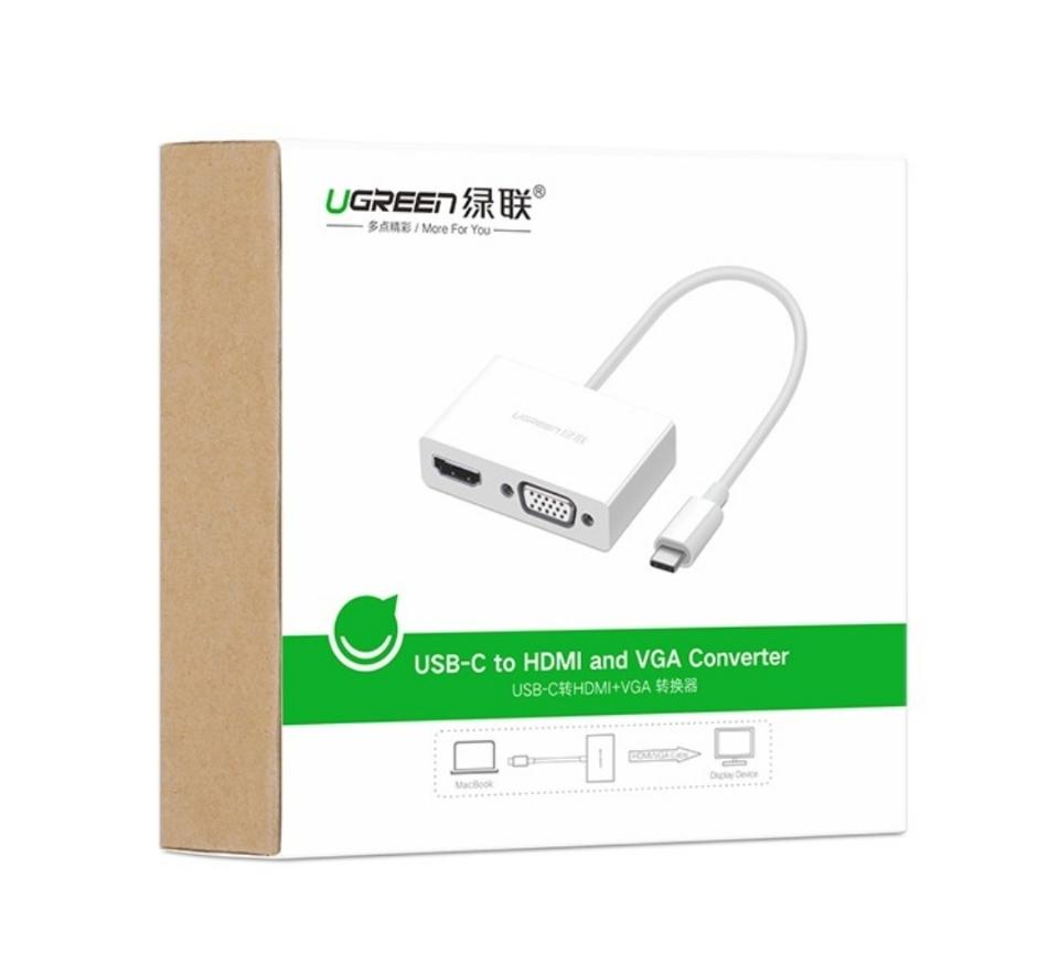 Cáp chuyển đổi USB type C to HDMI/VGA hỗ trợ full HD 3D 4Kx2K chính hãng Ugreen -duoc-ban-tai-Trọng Đại. Băng đĩa nhạc. Phụ kiện âm thanh