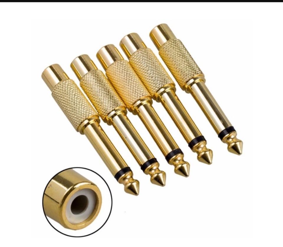Jack chuyển 6 ly ra hoa sen - Jack chuyển 6.35mm (6 ly) ra AV (RCA), Jack mạ đồng chống nhiễu-duoc-ban-tai-Trọng Đại. Băng đĩa nhạc. Phụ kiện âm thanh